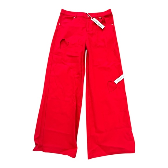 NWT For Love & Lemons Red Cut-out Heart Pants Women's Size S NEW WITH TAG - Picture 3 of 6